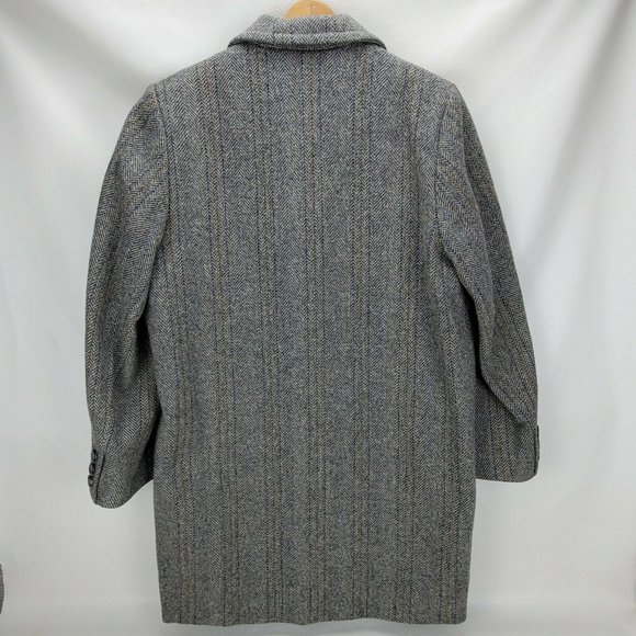 VTG Blue & Gray Herringbone Tweed Wool Blazer Winter Jacket Zero King Women's 14 - Picture 2 of 7